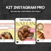 Muestra de publicaciones e historias del Kit Canva para pastelerías en colores pastel, ideales para redes sociales.