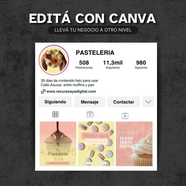 Plantillas del Kit Canva Pastelería en formato historia y reel ancho con colores pasteles y detalles gourmet.