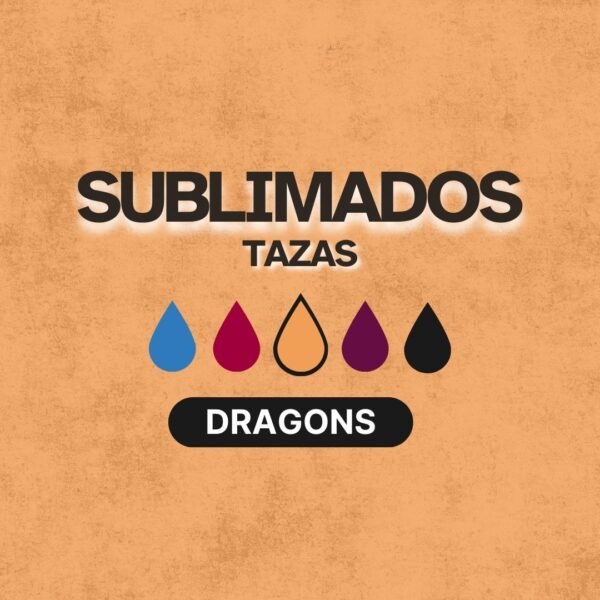 Diseño de sublimación con dragón en estilo artístico para tazas