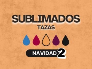 Mockup principal del pack Sublimados Navidad mostrando tazas con diseños navideños full wrap en ambiente festivo.