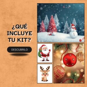 Mockup mostrando patrones y fondos navideños incluidos en el Pack Sublimados Navidad v2.