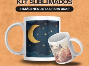 Taza sublimada con diseño papercut de curvas orgánicas y profundidad 3D.