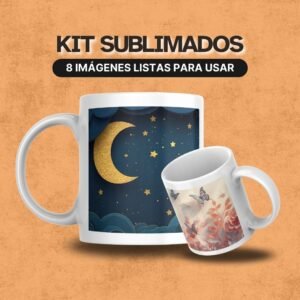 Taza sublimada con diseño papercut de curvas orgánicas y profundidad 3D.