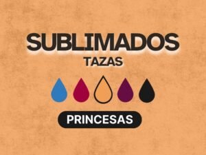 Pack de diseños sublimables de princesas con personajes, frases y full wrap para tazas.