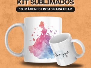 Taza sublimada con ilustración de princesa en estilo premium.