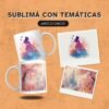 Taza sublimada con una variante del diseño de princesas del pack.