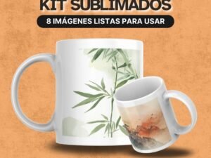 Taza sublimada con ilustración floral Zen en tonos suaves y estilo relajante.