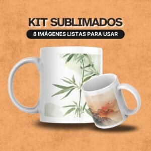 Taza sublimada con ilustración floral Zen en tonos suaves y estilo relajante.