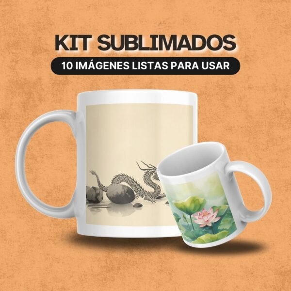 Mockup mostrando un diseño zen de dragón en estilo sumi-e con fondo minimalista.