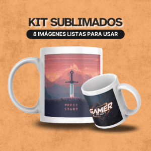 Mockup de taza gamer con diseño artístico para sublimación
