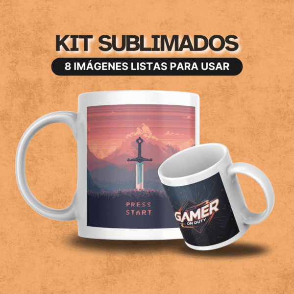 Mockup de taza gamer con diseño artístico para sublimación